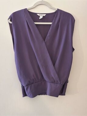 White House Black Market Sleeveless Purple Surplice Blouse